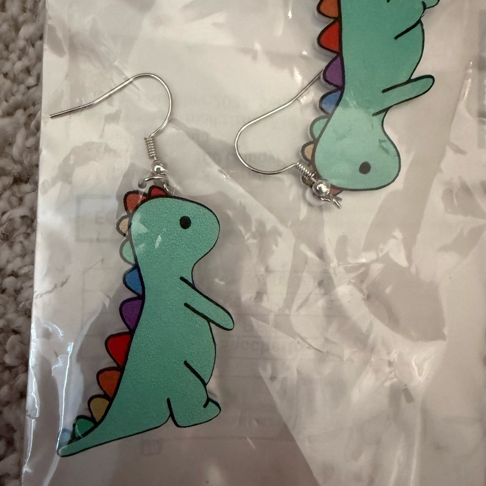 Brand New Colorful Dinosaur Earrings for Kids or Women